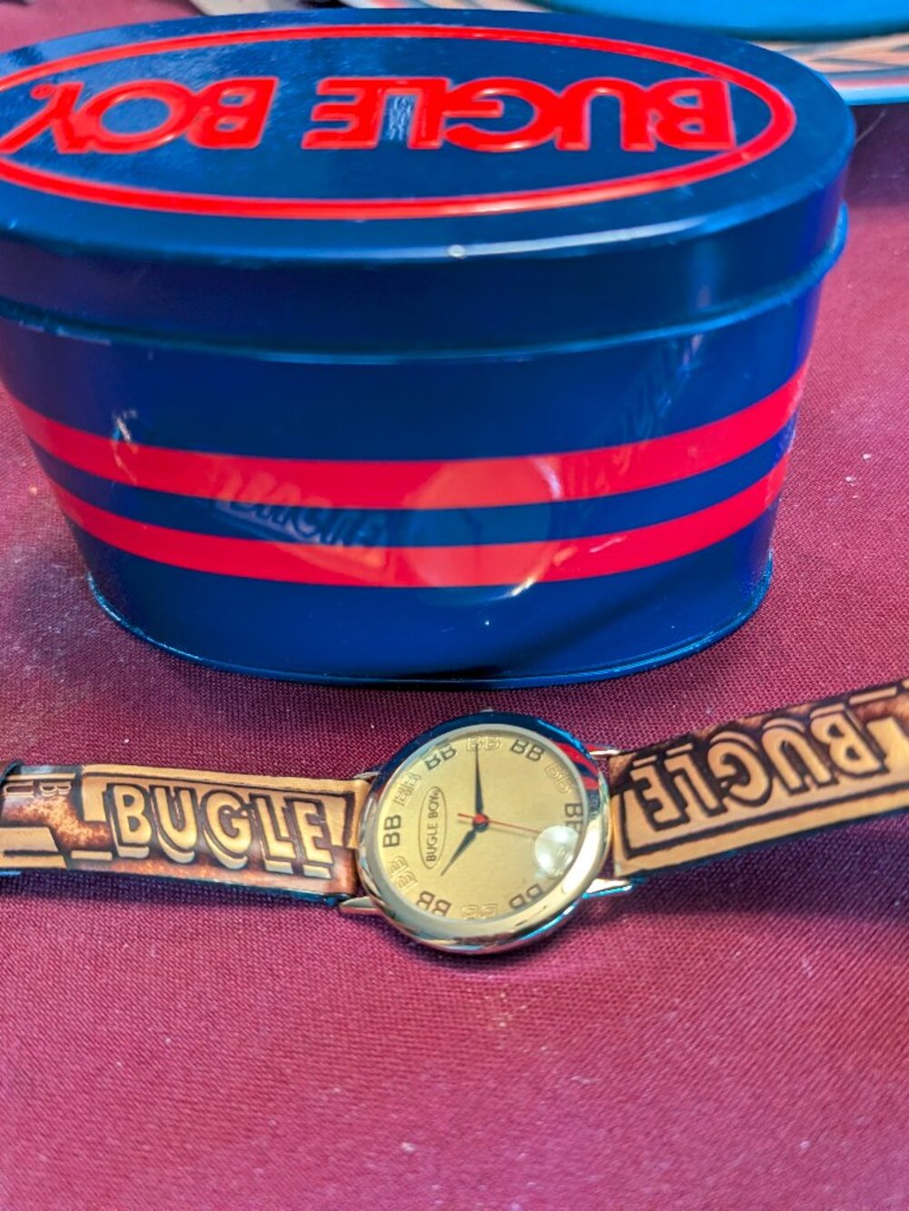 Brand New - Mens Bugle Boy Watch w/Gold Face & Branded Strap